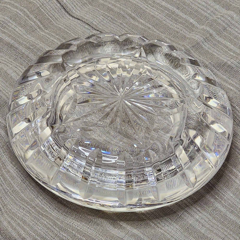 Waterford Crystal Star Pattern Pillar Candle Holder 4.5" Wide Round Domed Bottom - Picture 5 of 7